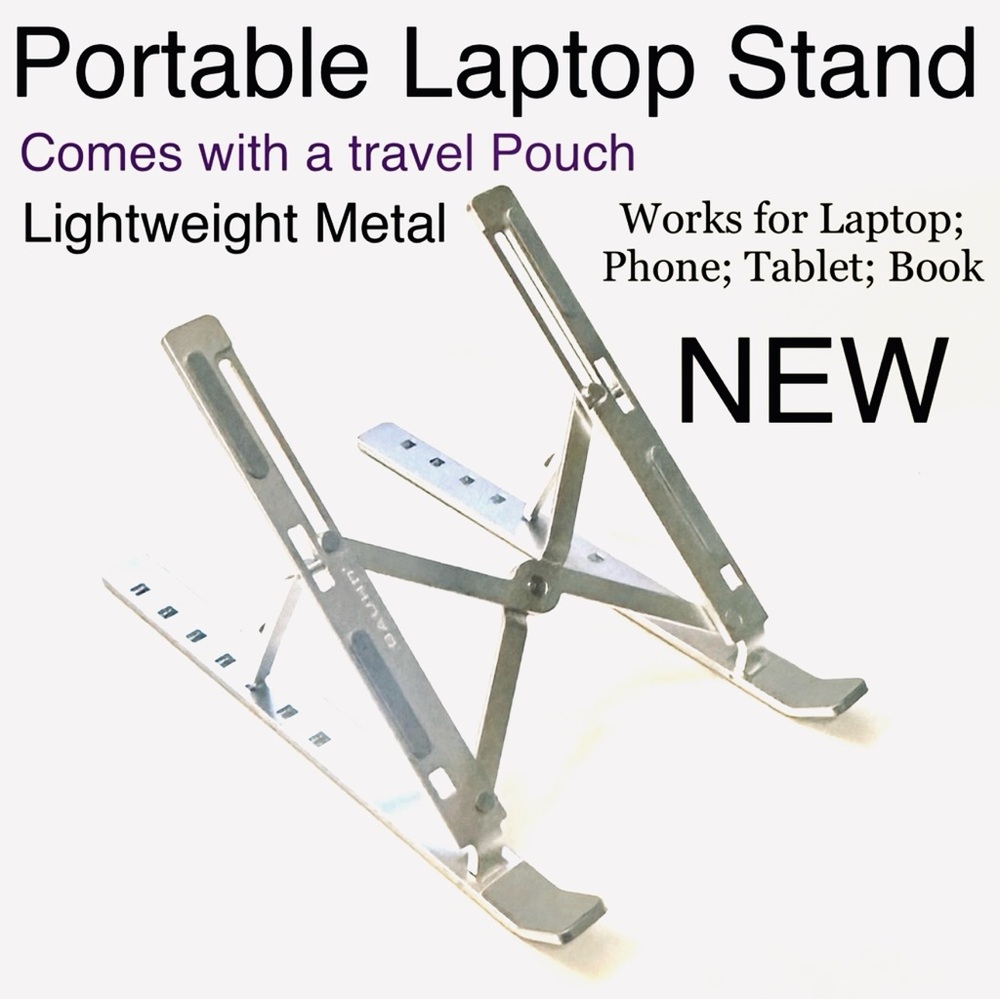 Portable Laptop Stand Travel Pouch Adjustable Phone Tablet Book Office